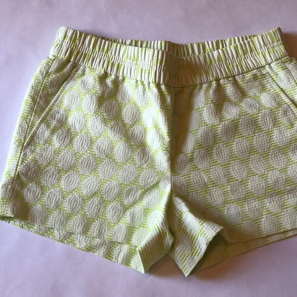 J. Crew 3" Boardwalk Suzy Circles Green White Pull-On Short sz0